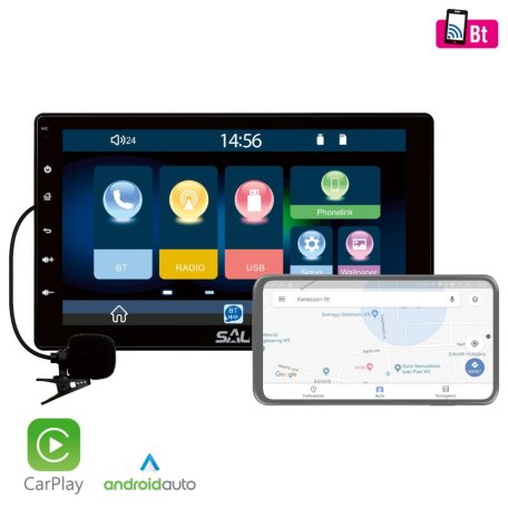 SAL VB X1000 autórádió és multimédiás lejátszó, 4 x 45 W, 2 + 1 RCA, CarPlay, Android