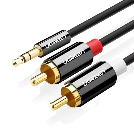 UGREEN AV116 3,5 mm-es jack 2RCA (Cinch) kábel, 1,5 m (fekete)