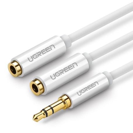 AUX audio elosztó 3,5 mm-es jack kábel UGREEN AV123, 25 cm (fehér)